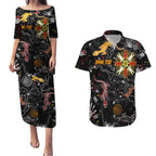 Lizard Aboriginal Australia Couples Matching Puletasi and Hawaiian Shirt