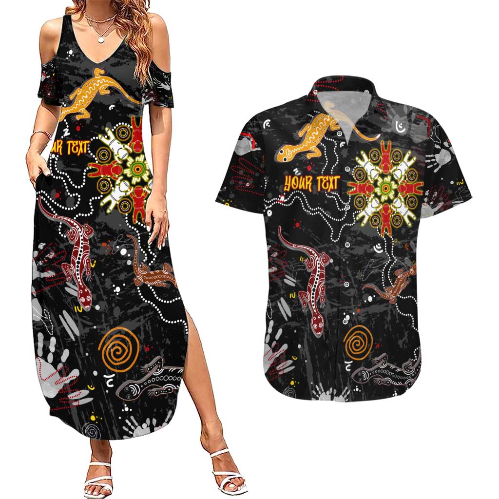 Lizard Aboriginal Australia Couples Matching Summer Maxi Dress and Hawaiian Shirt