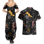 Lizard Aboriginal Australia Couples Matching Summer Maxi Dress and Hawaiian Shirt