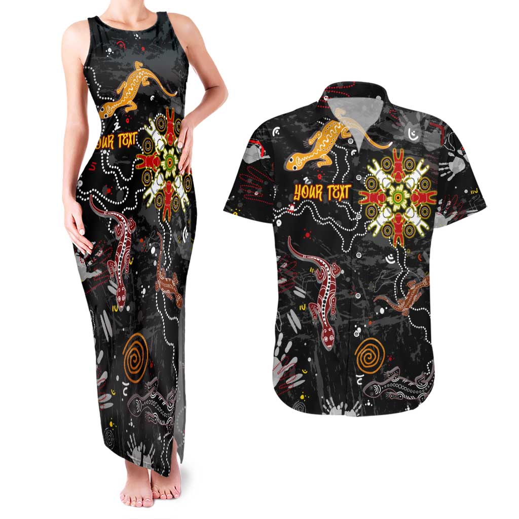 Lizard Aboriginal Australia Couples Matching Tank Maxi Dress and Hawaiian Shirt