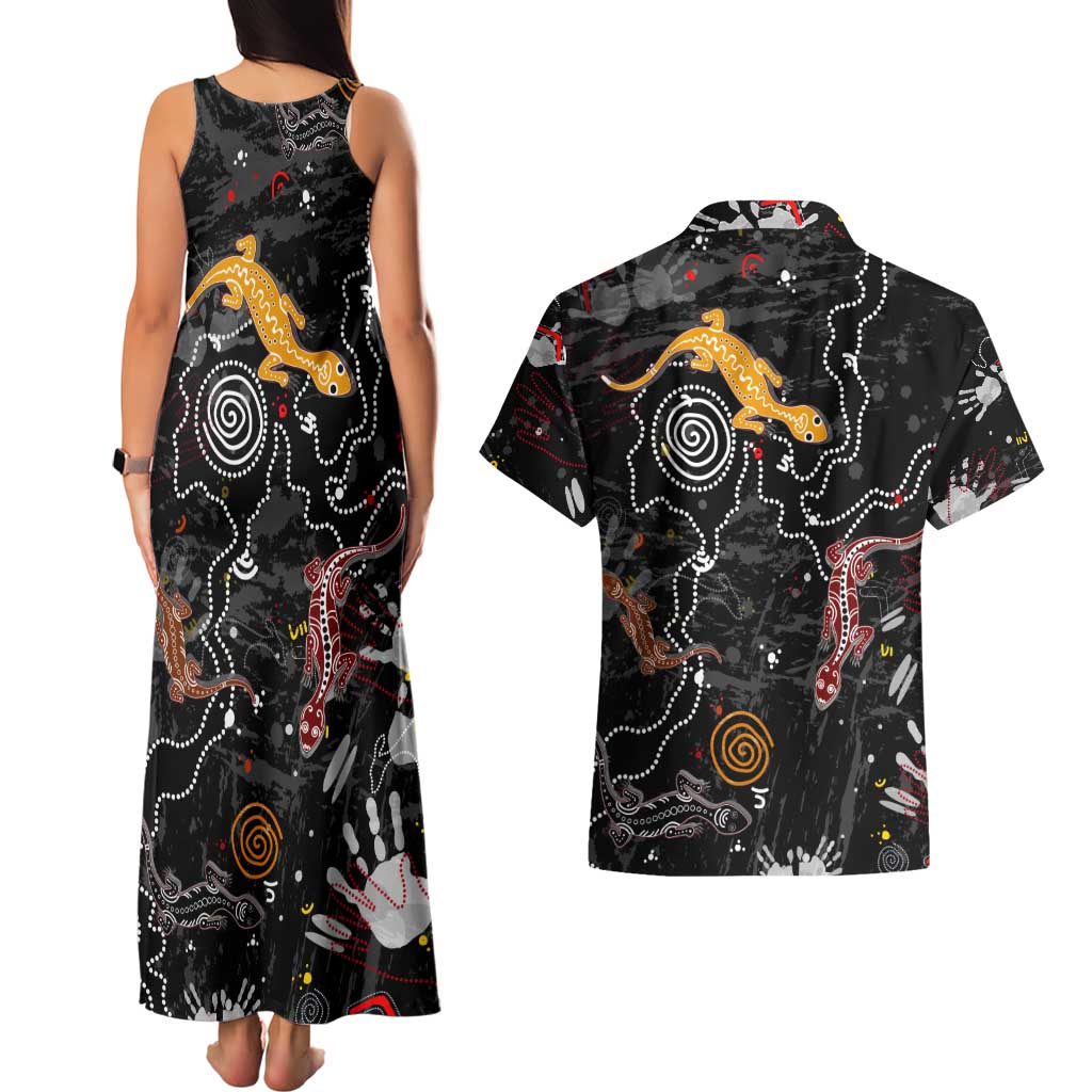 Lizard Aboriginal Australia Couples Matching Tank Maxi Dress and Hawaiian Shirt