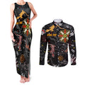Lizard Aboriginal Australia Couples Matching Tank Maxi Dress and Long Sleeve Button Shirt