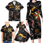 Lizard Aboriginal Australia Family Matching Long Sleeve Bodycon Dress and Hawaiian Shirt