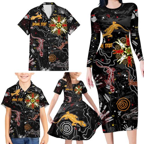 Lizard Aboriginal Australia Family Matching Long Sleeve Bodycon Dress and Hawaiian Shirt
