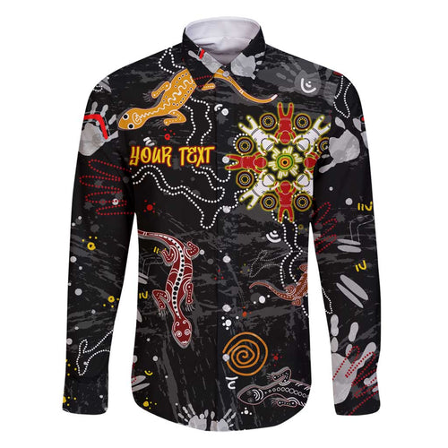 Lizard Aboriginal Australia Family Matching Long Sleeve Bodycon Dress and Hawaiian Shirt