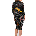 Lizard Aboriginal Australia Family Matching Long Sleeve Bodycon Dress and Hawaiian Shirt