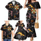 Lizard Aboriginal Australia Family Matching Mermaid Dress and Hawaiian Shirt