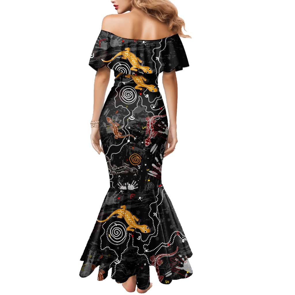 Lizard Aboriginal Australia Family Matching Mermaid Dress and Hawaiian Shirt