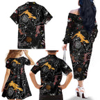 Lizard Aboriginal Australia Family Matching Off The Shoulder Long Sleeve Dress and Hawaiian Shirt