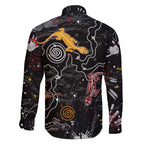 Lizard Aboriginal Australia Family Matching Off The Shoulder Long Sleeve Dress and Hawaiian Shirt