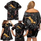 Lizard Aboriginal Australia Family Matching Off Shoulder Short Dress and Hawaiian Shirt