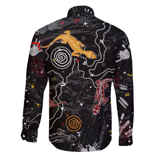 Lizard Aboriginal Australia Family Matching Off Shoulder Short Dress and Hawaiian Shirt