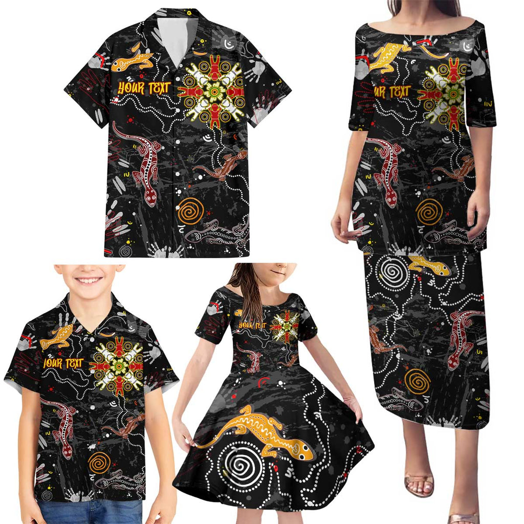 Lizard Aboriginal Australia Family Matching Puletasi and Hawaiian Shirt