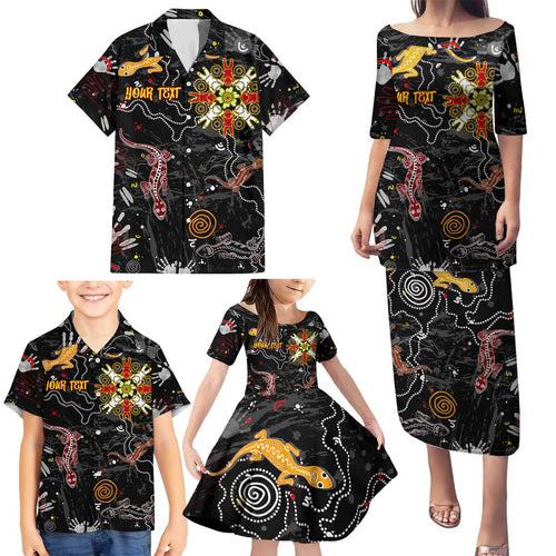 Lizard Aboriginal Australia Family Matching Puletasi and Hawaiian Shirt
