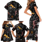 Lizard Aboriginal Australia Family Matching Short Sleeve Bodycon Dress and Hawaiian Shirt