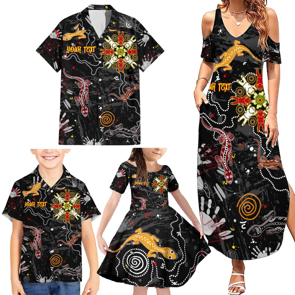 Lizard Aboriginal Australia Family Matching Summer Maxi Dress and Hawaiian Shirt
