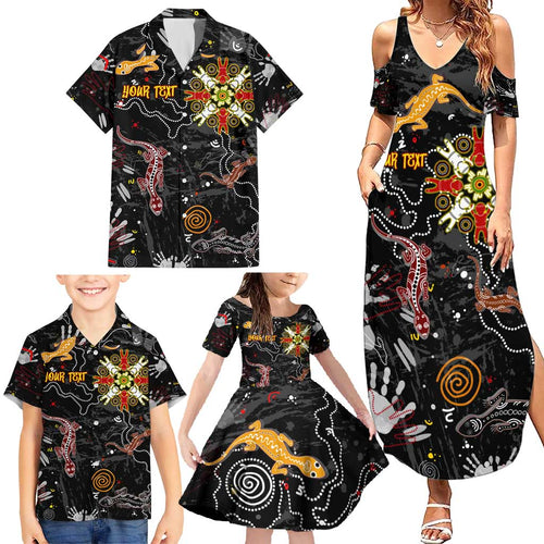 Lizard Aboriginal Australia Family Matching Summer Maxi Dress and Hawaiian Shirt