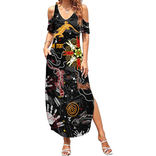 Lizard Aboriginal Australia Family Matching Summer Maxi Dress and Hawaiian Shirt