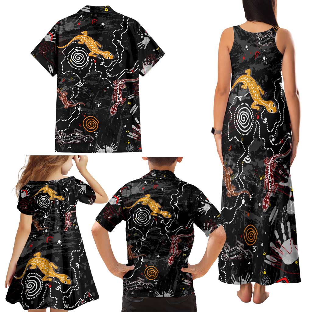 Lizard Aboriginal Australia Family Matching Tank Maxi Dress and Hawaiian Shirt