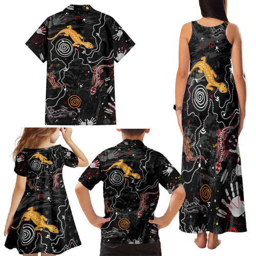 Lizard Aboriginal Australia Family Matching Tank Maxi Dress and Hawaiian Shirt