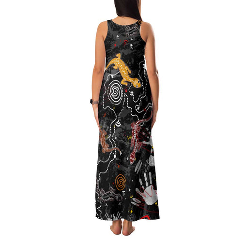 Lizard Aboriginal Australia Family Matching Tank Maxi Dress and Hawaiian Shirt
