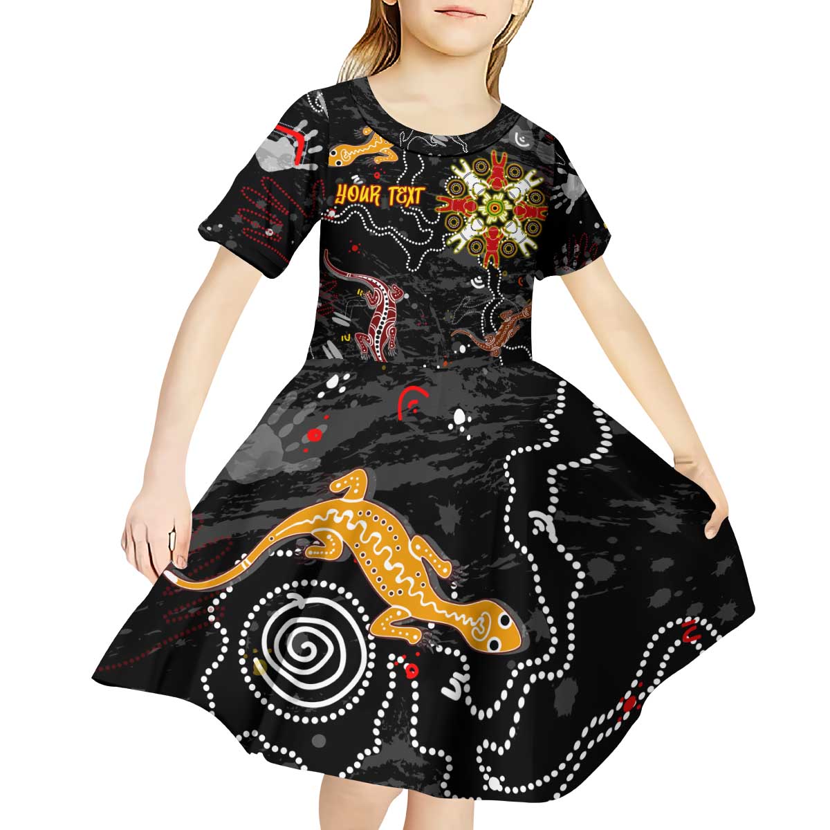 Lizard Aboriginal Australia Kid Short Sleeve Dress