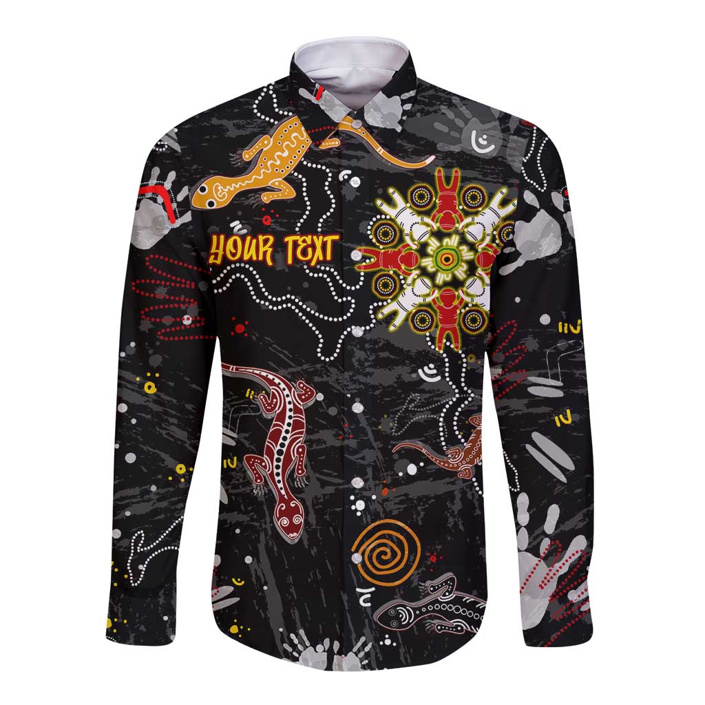 Lizard Aboriginal Australia Long Sleeve Button Shirt