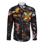 Lizard Aboriginal Australia Long Sleeve Button Shirt