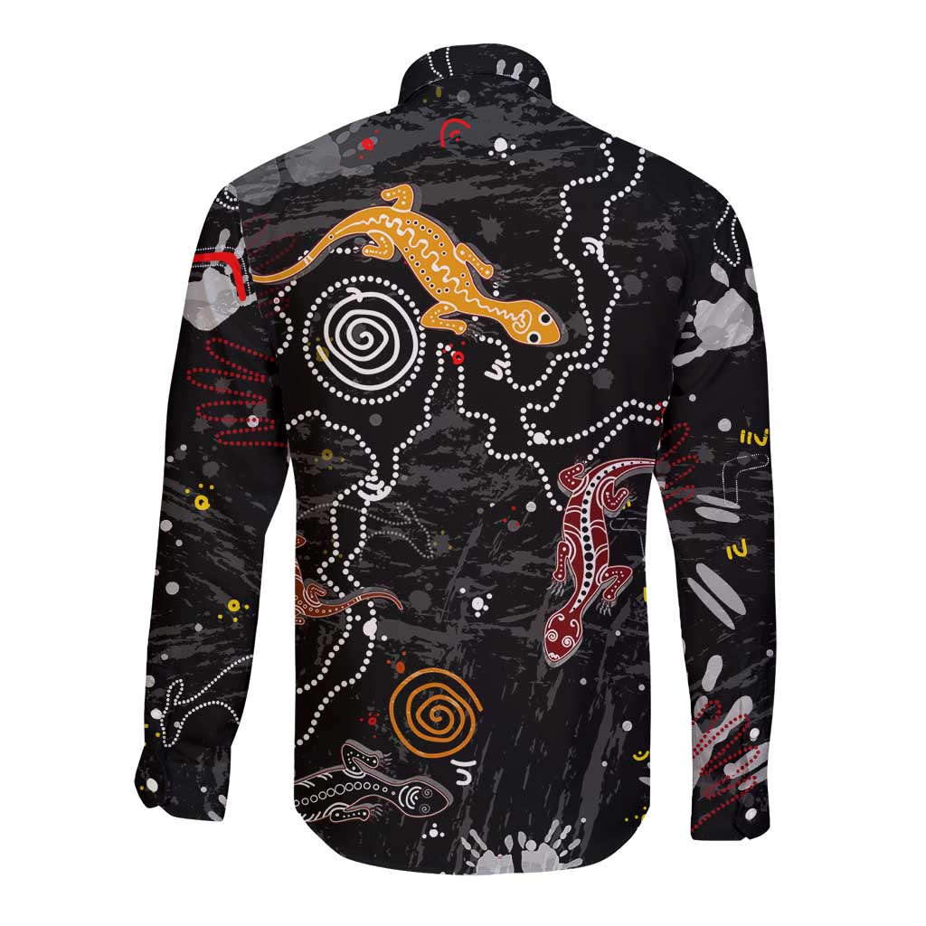 Lizard Aboriginal Australia Long Sleeve Button Shirt