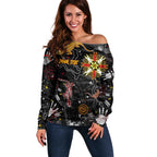 Lizard Aboriginal Australia Off Shoulder Sweater