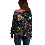 Lizard Aboriginal Australia Off Shoulder Sweater