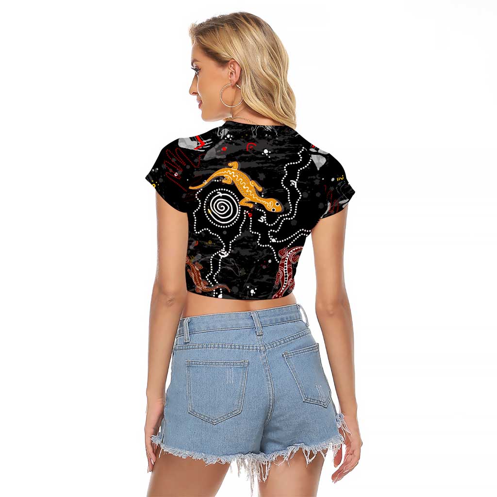 Lizard Aboriginal Australia Raglan Cropped T Shirt