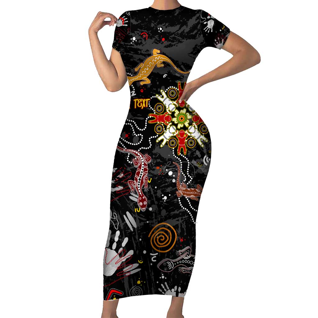 Lizard Aboriginal Australia Short Sleeve Bodycon Dress