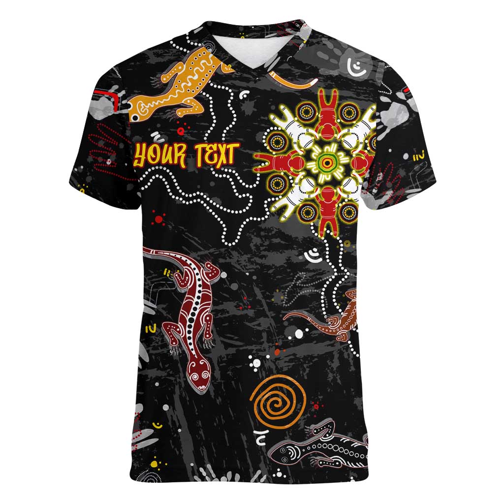 Lizard Aboriginal Australia Women V-Neck T-Shirt