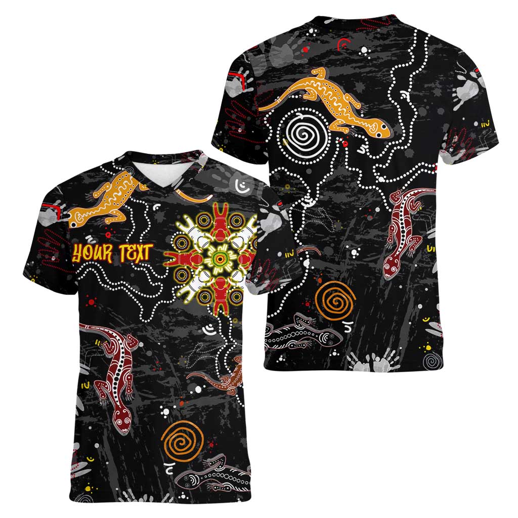 Lizard Aboriginal Australia Women V-Neck T-Shirt