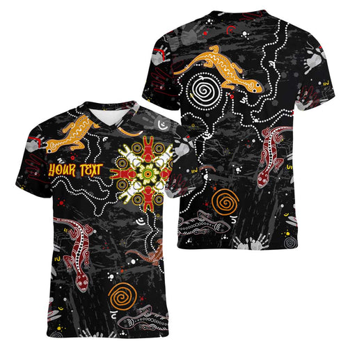Lizard Aboriginal Australia Women V-Neck T-Shirt