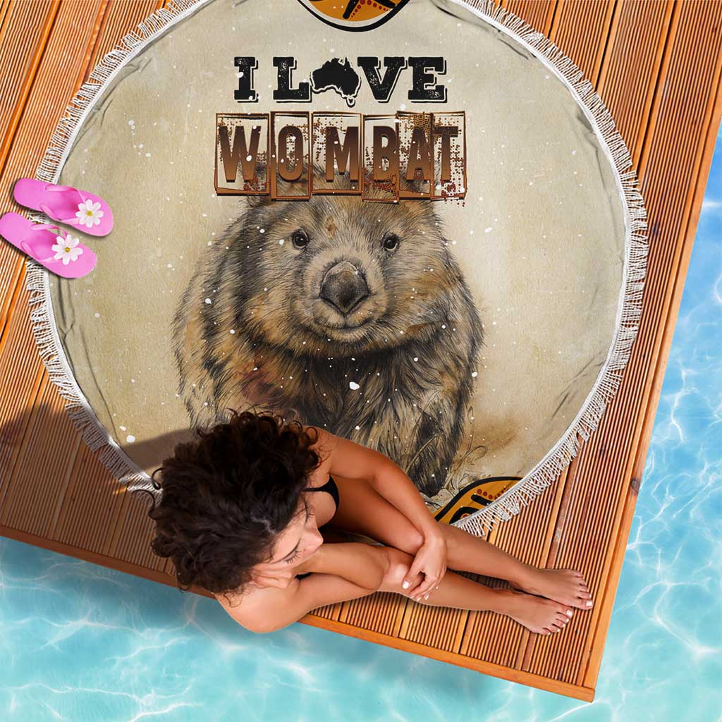 I Love Wombat Beach Blanket Australian Aboriginal Art