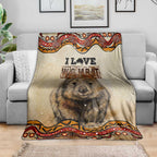 I Love Wombat Blanket Australian Aboriginal Art