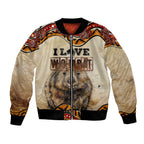 I Love Wombat Bomber Jacket Australian Aboriginal Art