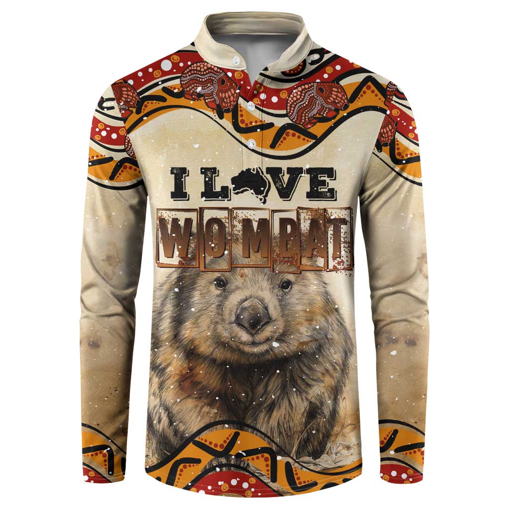 I Love Wombat Button Sweatshirt Australian Aboriginal Art