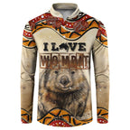 I Love Wombat Button Sweatshirt Australian Aboriginal Art