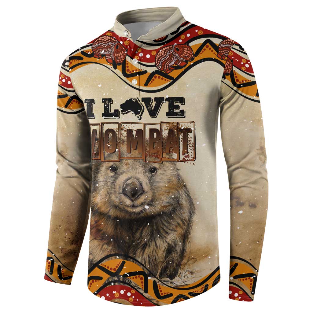 I Love Wombat Button Sweatshirt Australian Aboriginal Art