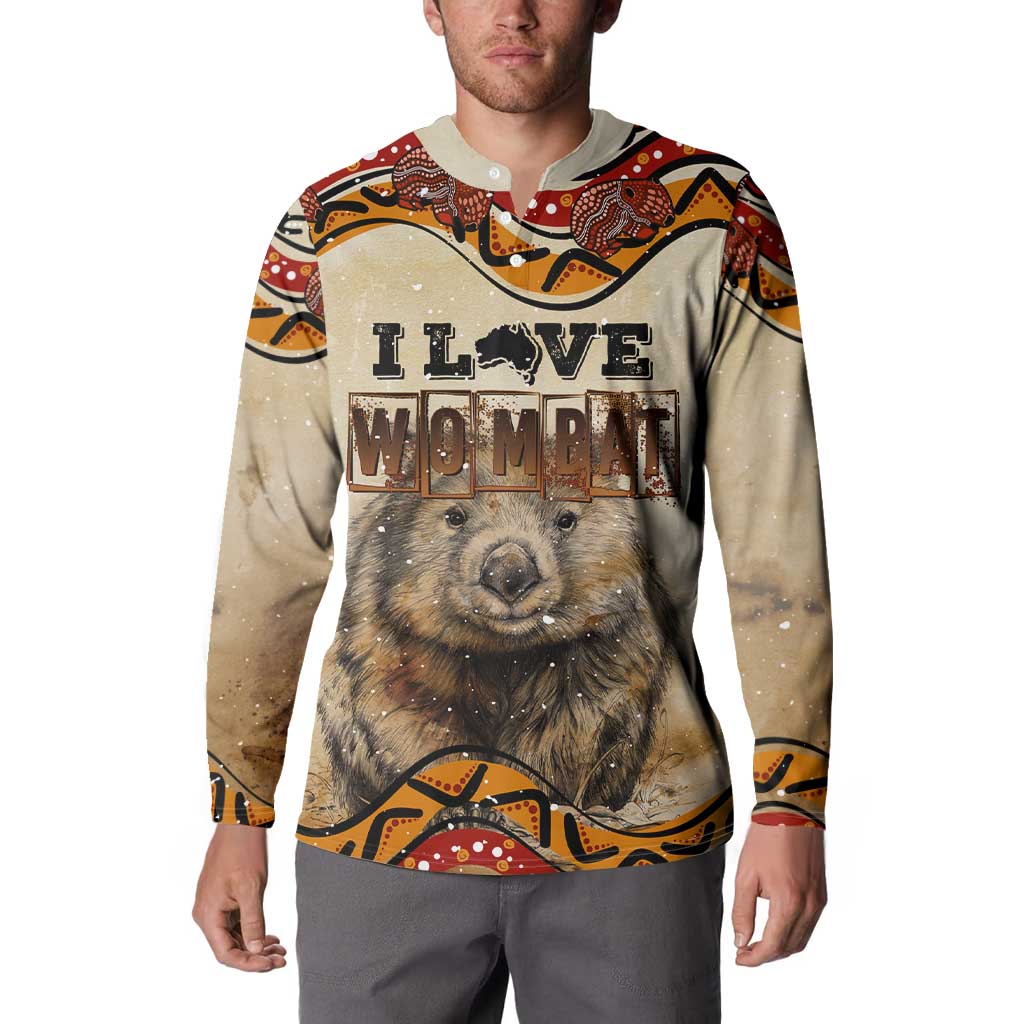 I Love Wombat Button Sweatshirt Australian Aboriginal Art
