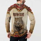 I Love Wombat Button Sweatshirt Australian Aboriginal Art