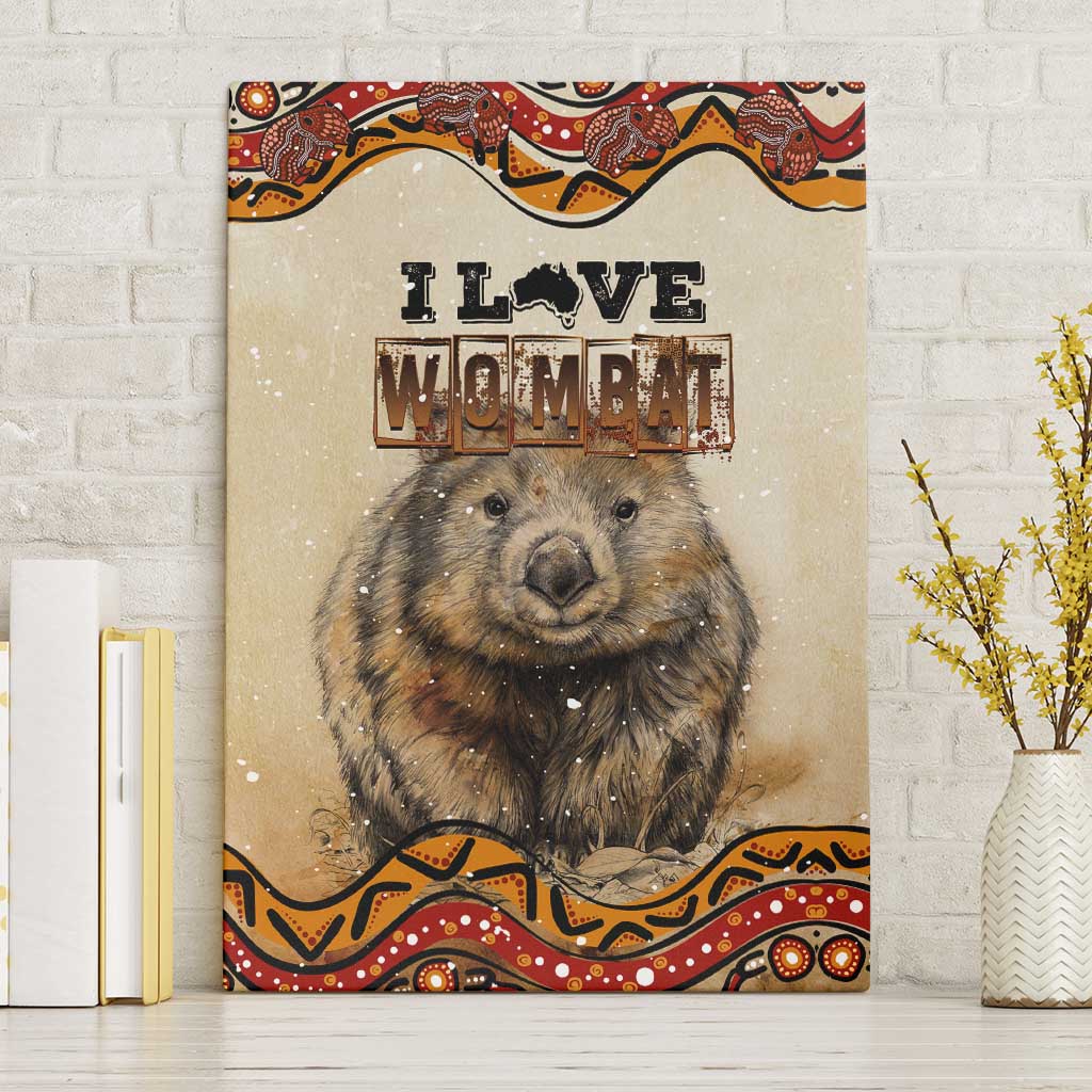 I Love Wombat Canvas Wall Art Australian Aboriginal Art