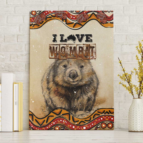 I Love Wombat Canvas Wall Art Australian Aboriginal Art