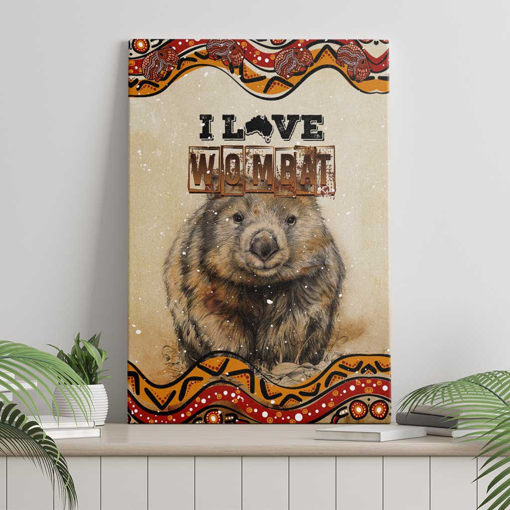I Love Wombat Canvas Wall Art Australian Aboriginal Art