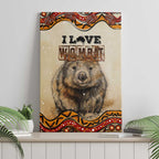 I Love Wombat Canvas Wall Art Australian Aboriginal Art