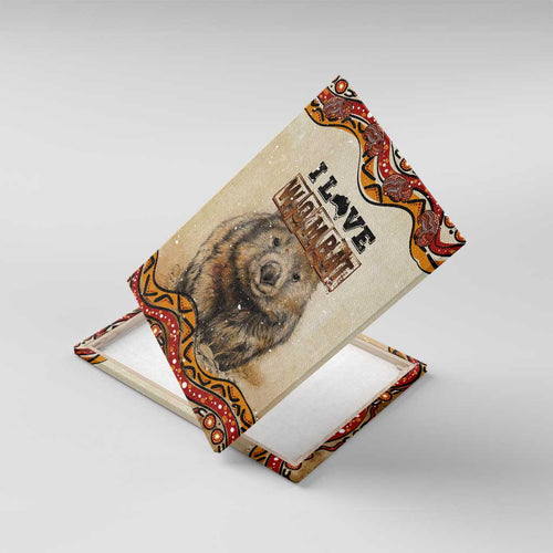 I Love Wombat Canvas Wall Art Australian Aboriginal Art