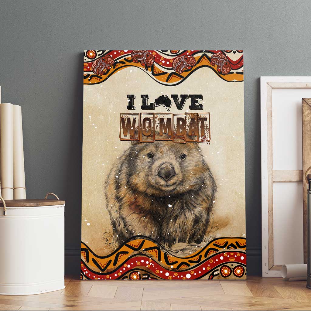 I Love Wombat Canvas Wall Art Australian Aboriginal Art